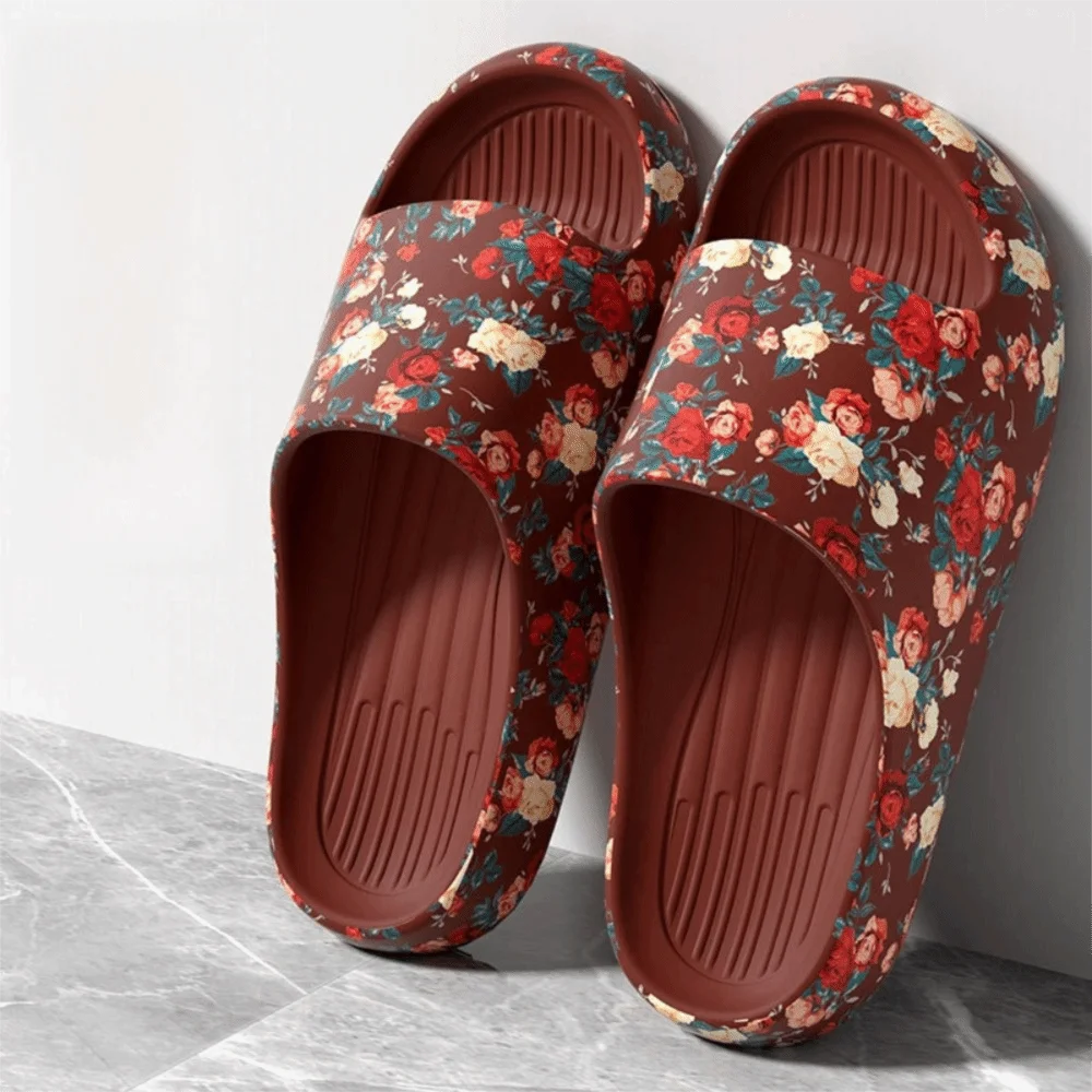 

Fashion Floral Printed Slippers Thick Sole Anti-Slip Non Slip Slippers Casual Shoes Summer