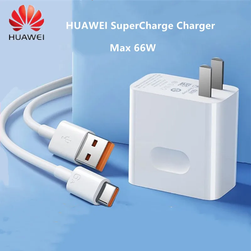 Huawei SuperCharge Charger Max 66W QC 2.0 Fast Charging With 6A Type-C Cable For Mobile Phone Tablet PC Earphone