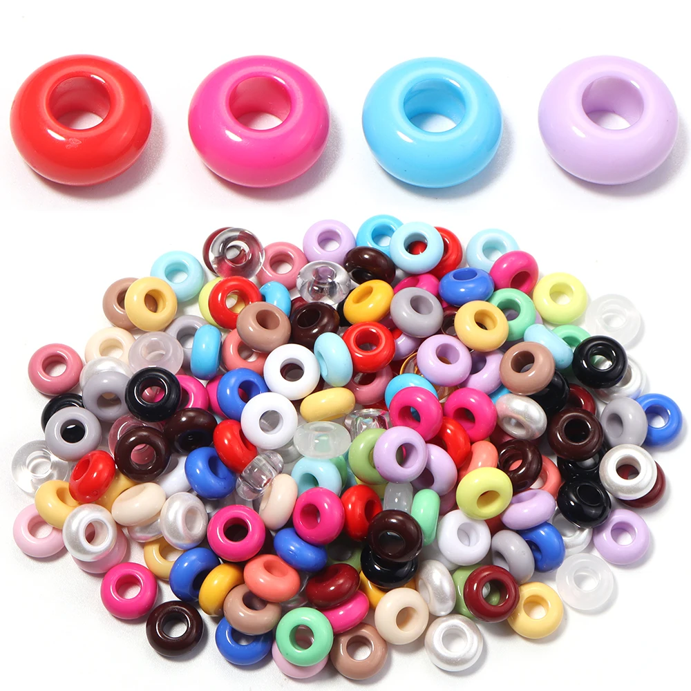 50 Stück/Set, gemischte Farben, matte Acryl-Abstandsperlen, große Lochperlen, Rad- und Abakusperlen für die Schmuckherstellung, DIY-Armband- und Halskettenzubehör – Detail 9