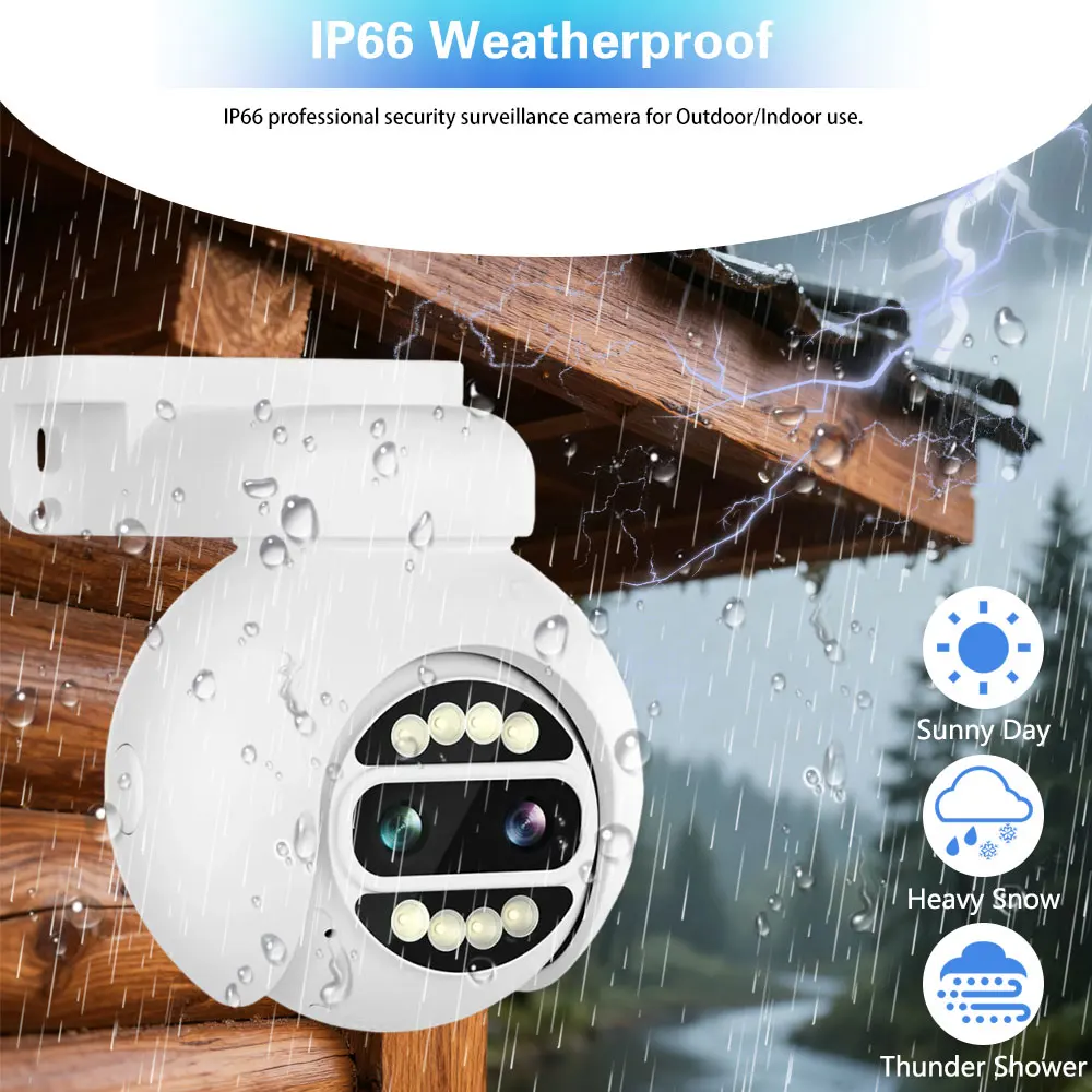 8MP 4K Dual Lens Outdoor IP Security POE NVR Poe Dome Camera With 8x Optical PTZ Zoom Built-In Microphone ICsee Security Camera