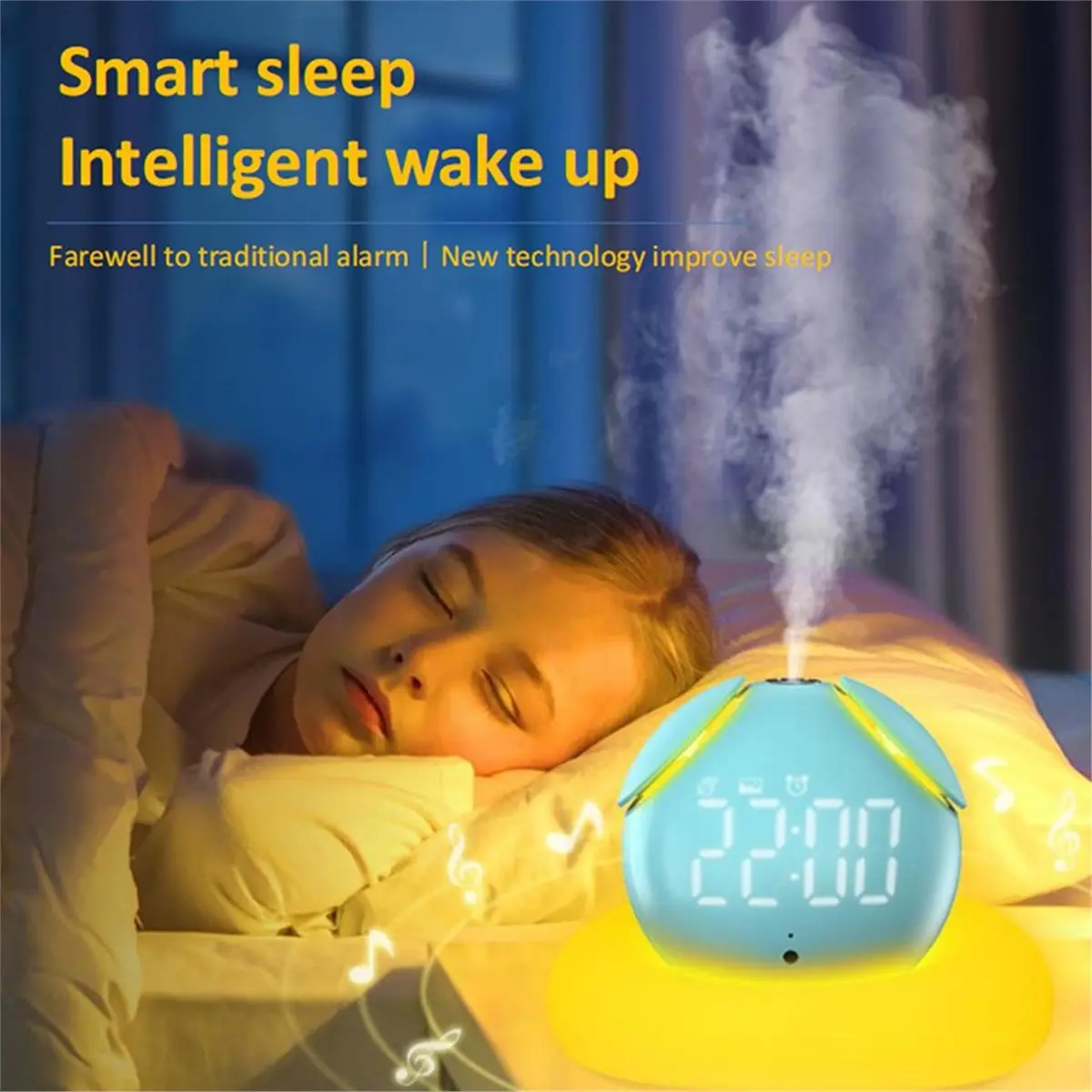 A32I Sleeping Sound Device Intelligent Machine with Alarm Clock for Sleeping Night Light USB Rechargeable Sleep Aid