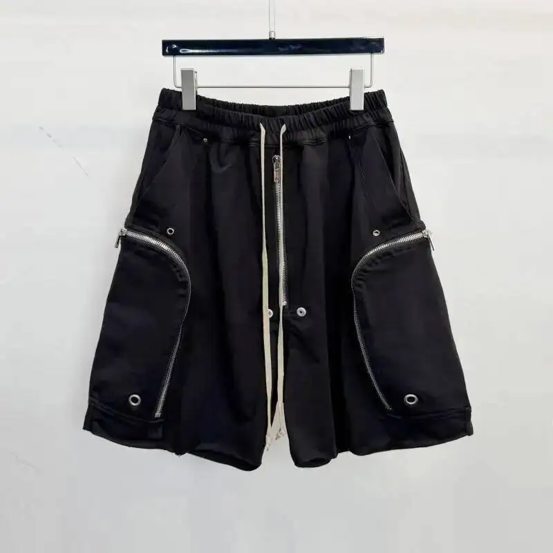 High Quality Men's Cargo Shorts American-style Drawstring Loose-fitting Knee-length Pants Summer Casual Bottoms EG5N