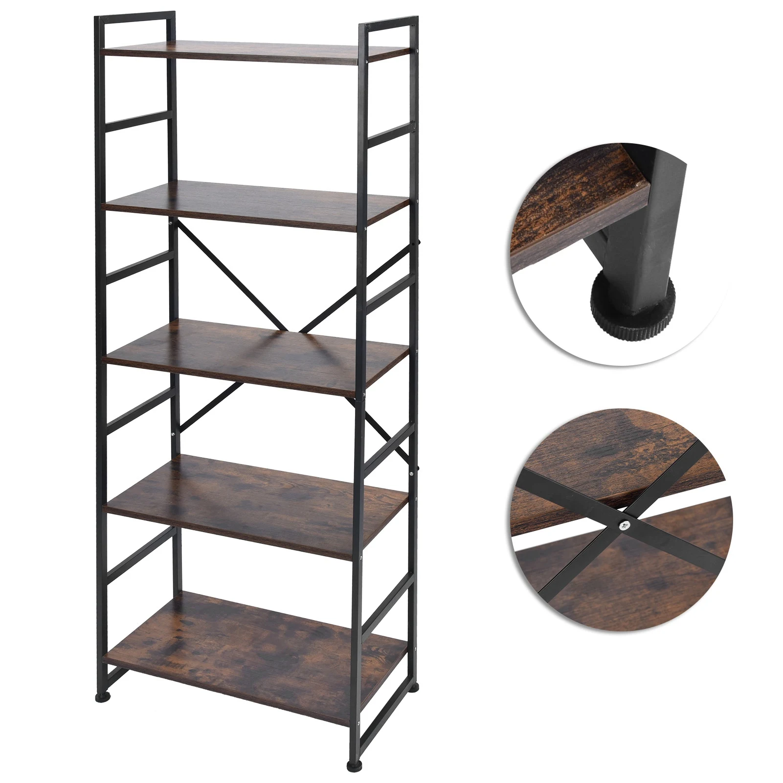 5‑Layer Bookshelf 5‑Layer Bookshelf Old‑Fashioned Bookcase Shelf Storage Organizer for Home Bathroom Bookcase Organizer