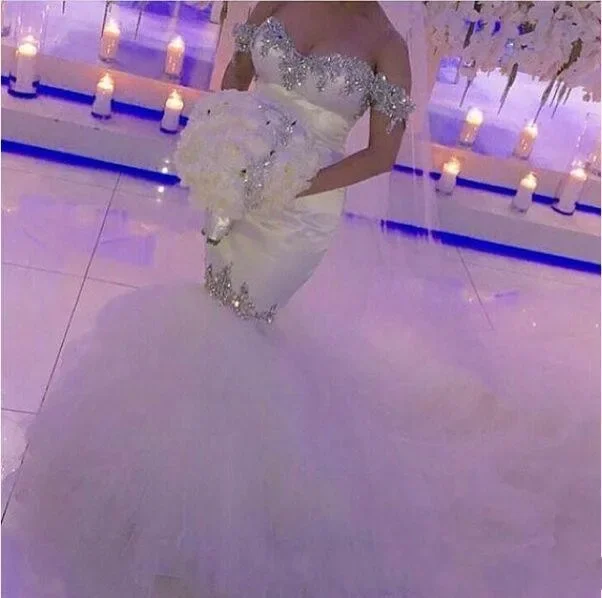 

Sweetheart Mermaid Wedding Dresses Robe de mariee Luxury Sparkly Appluqye Court Train Formal Bride Wedding Gowns