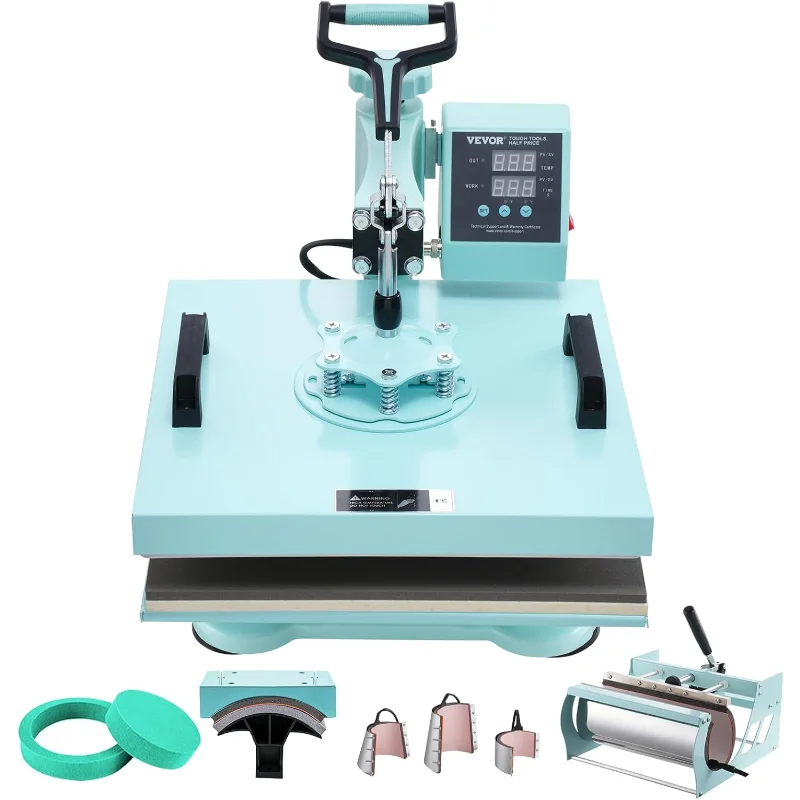 Combinazione 8 in 1 con pressa a caldo 15x15 con pressa per vetro da 30 once e pressa per cappelli, macchina per sublimazione con pressa a caldo scorrevole per magliette
