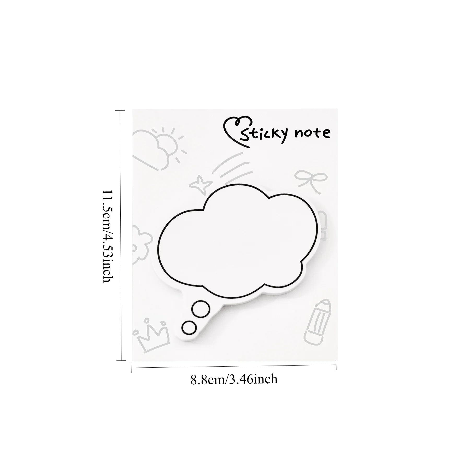 30sheets Student Cute Minimalist Speech Bubble Sticky Notes, High-Aesthetic Removable Paper, Reusable N-Stick Memo Pads Gift