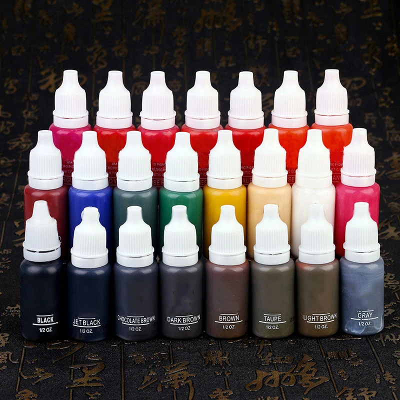 

23pcs/set Semi Permanent Makeup Eyebrow Ink Lips Eye Line Tattoo Color Microblading Pigment Tattoo Body Makeup 15ml