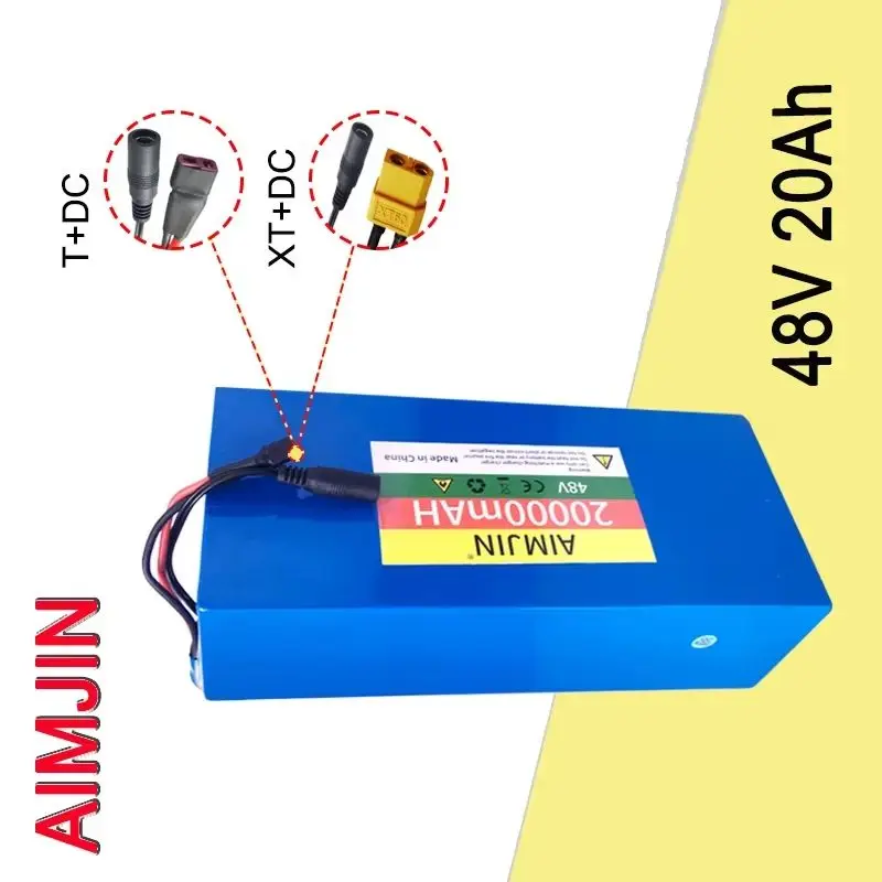 100% new 48V 20Ah 13S5P 18650 Lithium Batteryrechargeable Battery Pack Built-in Intelligent BMS For 1500W electrical machinery