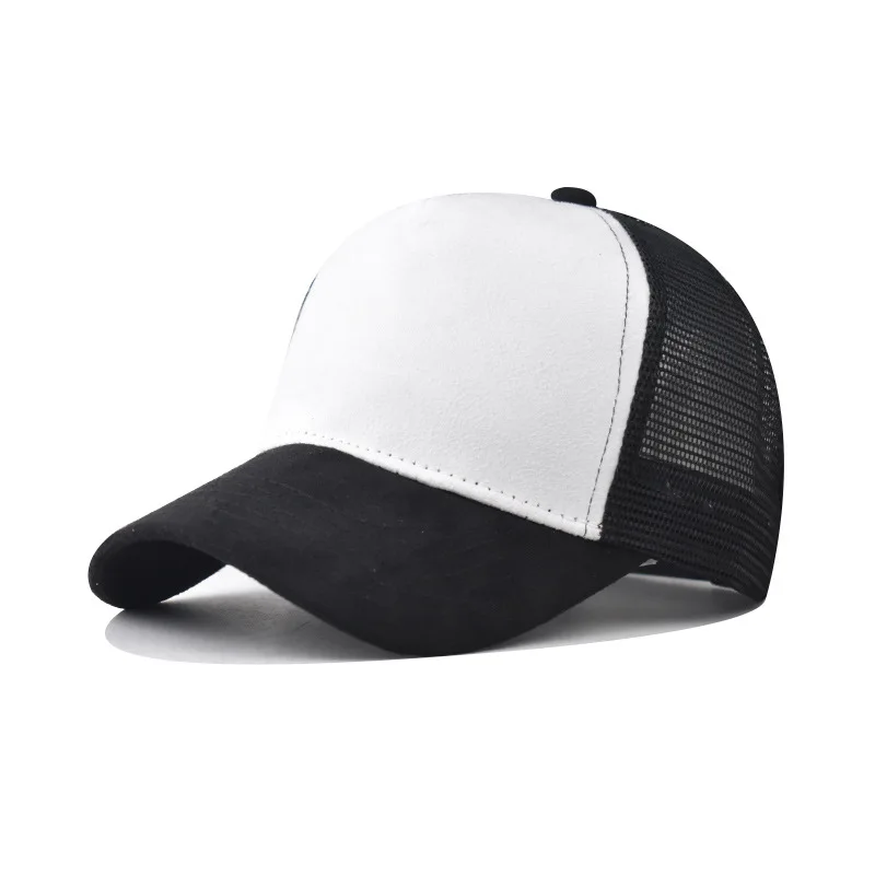 Mesh Baseball Cap for Men Summer Caps Trucker Hats Bicolor Mesh Suede Patchwork