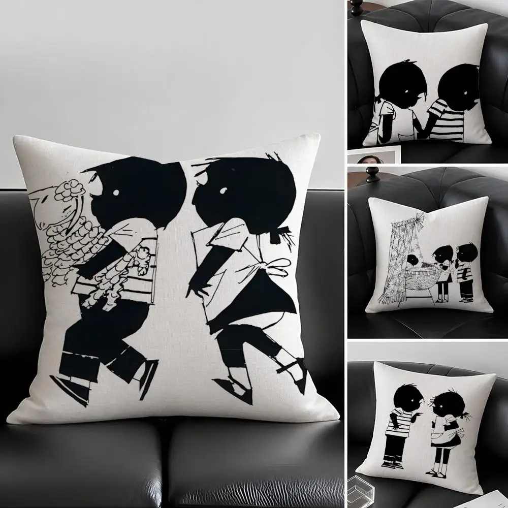 J-Jip en Janneke Cushion Cover Natural Linen Pillowcase Set, All-in-One Decor for Sofa, Bedroom & Chair
