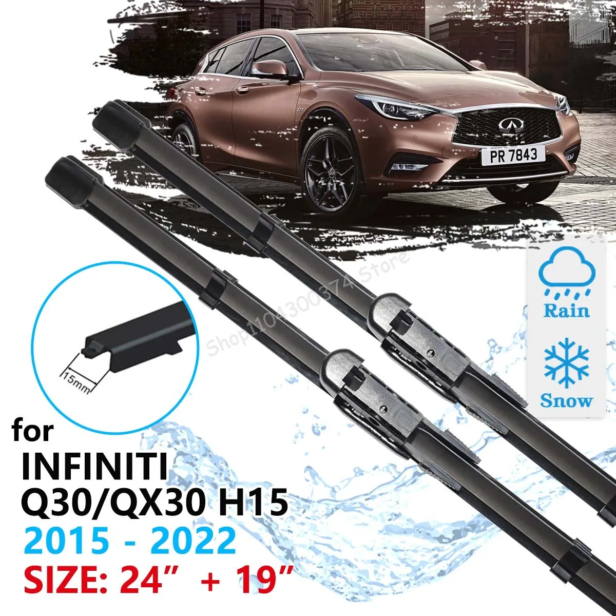 

Car Front Wiper Blade For Infiniti Q30 QX30 H15 2015 2016 2017 2018 2019 2020 2021 2022 Windscreen Windshield Accessories Window