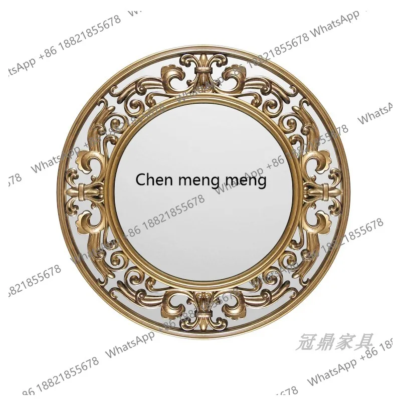 Medieval style living room wall-mounted entrance decorative mirror American light luxury bathroom bathroom mirror French