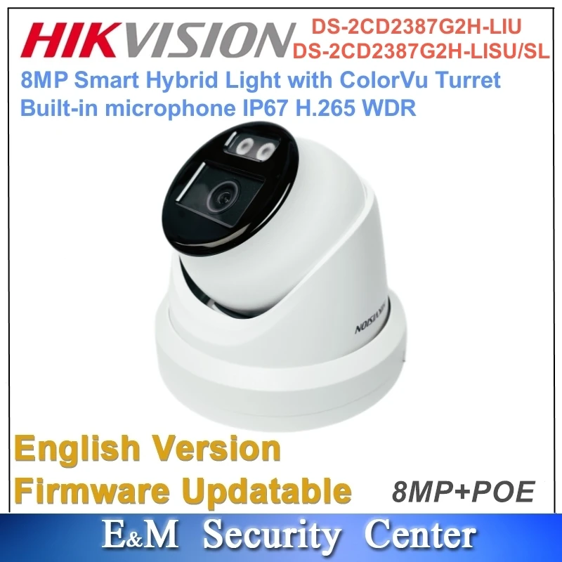 Original Hikvision 8MP DS-2CD2387G2H-LIU And DS-2CD2387G2H-LISU/SL Smart Hybrid ColorVu Fixed Mic Built-in Turret Network Camera