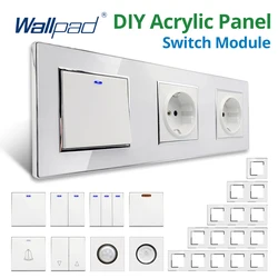 Wallpad White Acrylic Panel With Silver Border Wall Light Switch Function Key Only DIY Free Combination 52*52mm