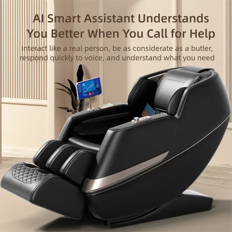 4D-Massagesessel mit KI-gesteuerter Gesundheitspflege, Shiatsu-Luftkompression, Ganzkörper-Schwerelosigkeits-Freizeitsessel mit Bluetooth-Lautsprecher