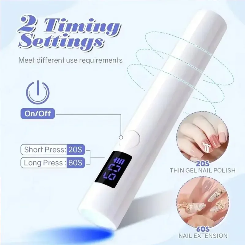 مجفف أظافر LED مدمج USB - معالجة سريعة لطلاء الجل، أداة مانيكير محمولة موفرة للطاقة للاستخدام المنزلي والصالونات