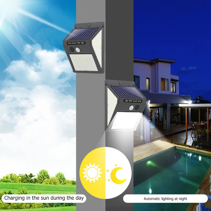 Lámpara Solar LED multifuncional para decoración al aire libre, foco alimentado por luz Solar, impermeable IP65, con Sensor de movimiento