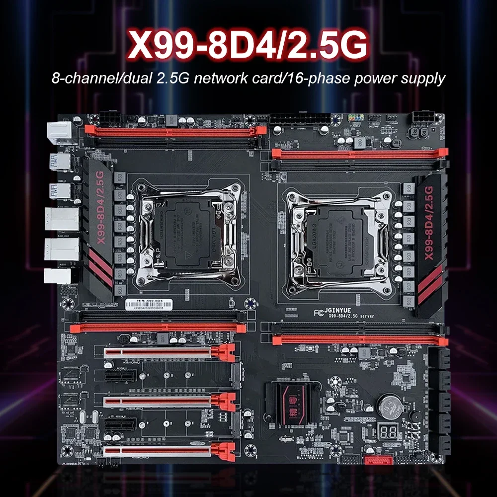 Imagem -06 - Dual Cpu Motherboard Grupo Lga 20113 com e5 2680v4 4*16gb = 64gb Ddr4 2400mhz Suporte Dual 2.5g Placa de Rede X998d4 Jginyue-x99