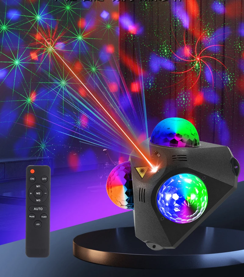 

Stage Strobe Light 3 Disco Balls Pattern Projector Light 5 In 1 DJ 720 Degree Irradiation For Party Wedding Home Club Decoration