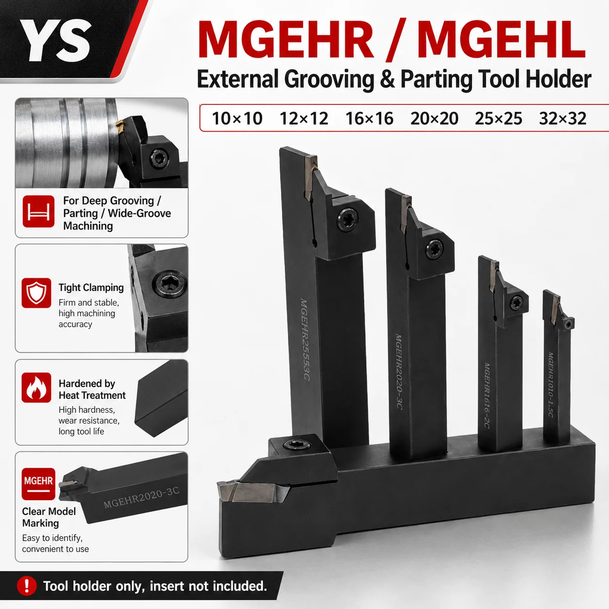 New 1PC MGEHL MGEHR MGEHR1010 MGEHR1212 MGEHR1616 MGEHR2020 MGEHR2525 MGEHR3232 -1.5/2/2.5/3/4/5/6 CNC Lathe Turning Tool Holder