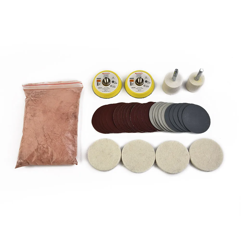 34pcs/Set Deep Scratch Remover Repair Glass Polishing Kit Wool Polish Pad High Quality Car DIY Repair Glass Kit Accessories