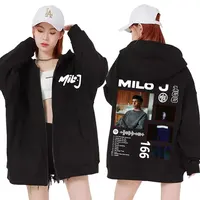 Rapero Milo J 166 álbum Tour cremallera sudaderas con capucha hombres mujeres moda estilo Hip Hop calle sudadera chaqueta Casual polar con cremallera Sudadera con capucha