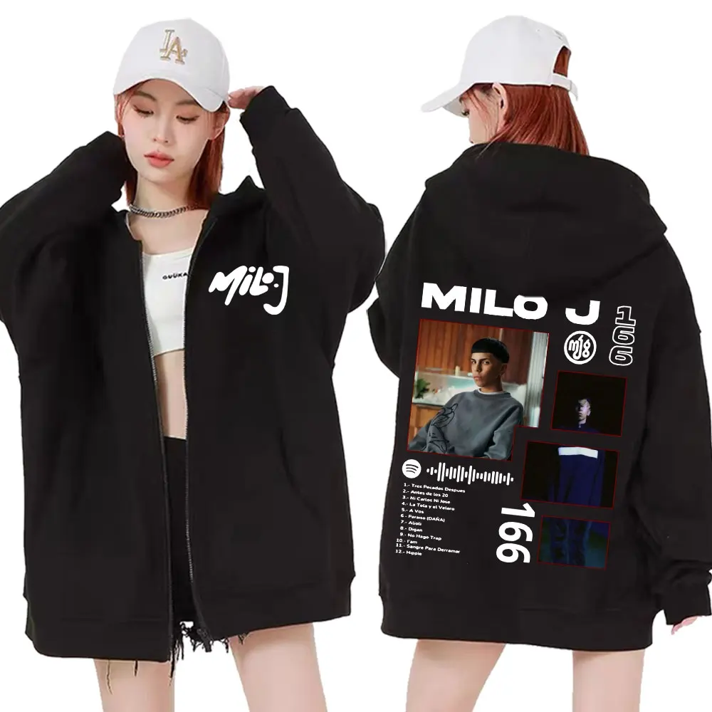 Rapper Milo J 166 Album Tour Zipper Hoodies Men Women Fashion Hip Hop Style Street Sweatshirt Jacket Casual Fleece Zip Up Hoodie