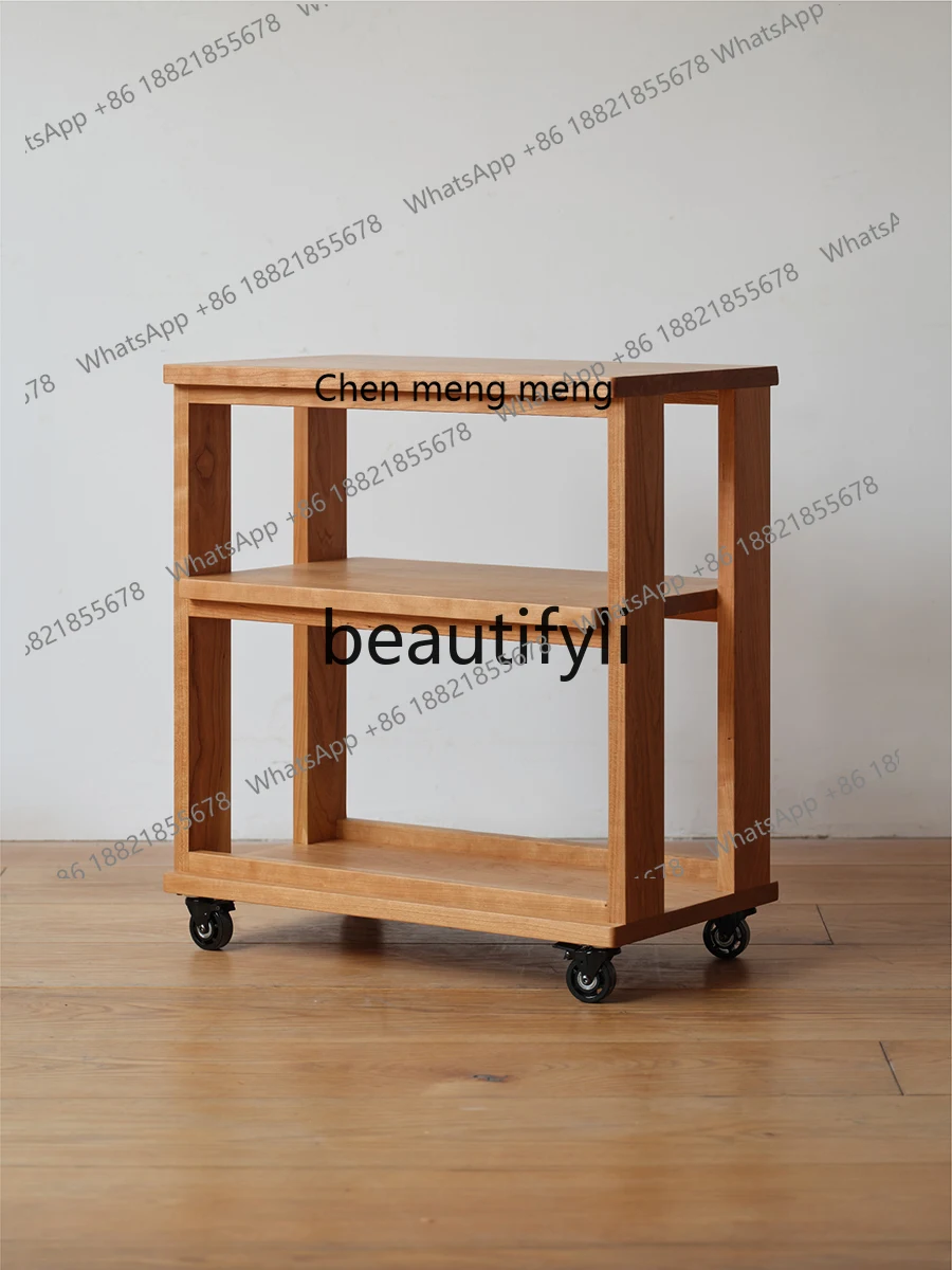 

Q178 Wide and narrow cart, cherry wood antique style living room removable storage storage coffee table