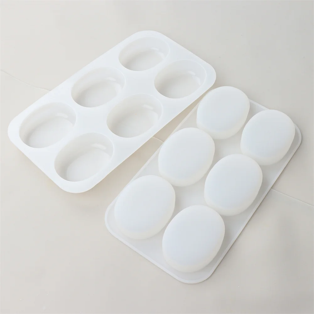 6-Cavity Oval Silicone Soap Molds Cylinder Soap Molds for Soap Making Homemade Bath Bombs Shower Tablets Lotion Bars Beeswax