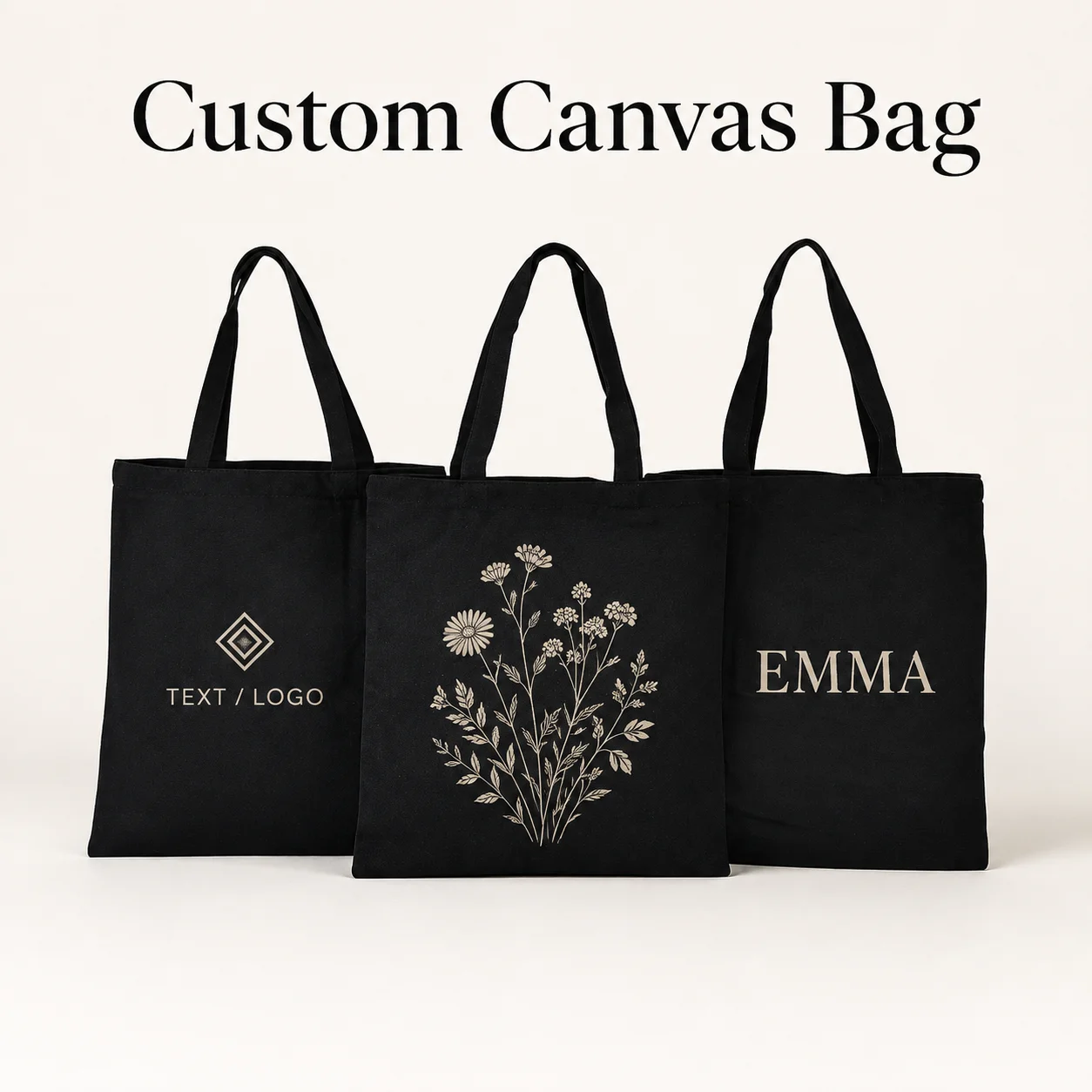 10pcs Custom Canvas Tote Bag Printed Business Logo Photo Name Shopping Bag Eco-friendly Daily Use Handbags for Travel Shopping