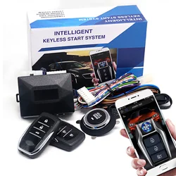 Universal APP Car Alarm Auto Start Stop System Remote Starter With Autostart Engine Ignition Button For Car Keyless Entry Kit