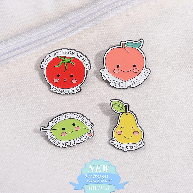 Positive Excitation Quotes You'Re Pearfect Enamel Pin Chin Up I Believe In You Brooches Lapel Backpack Badge Funy Fruit Jewelry