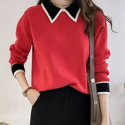 Women's Knit Sweater Long Sleeve Polo Basic Ladies Pullovers Winter 2024 Fall Attractive Korean Fashion Hot Sale New Knitwear