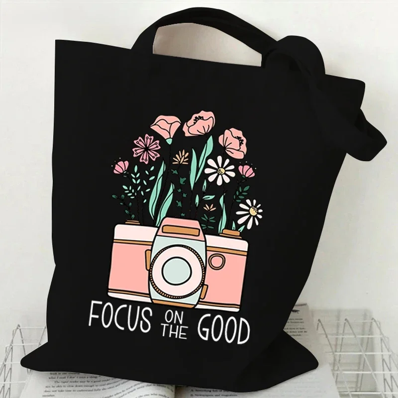 Books and Flower Canvas Tote Bag for Women Vintage Skull Wildflower Skeleton Handbag Fashion Shopper Bags Female Shoulder Bag