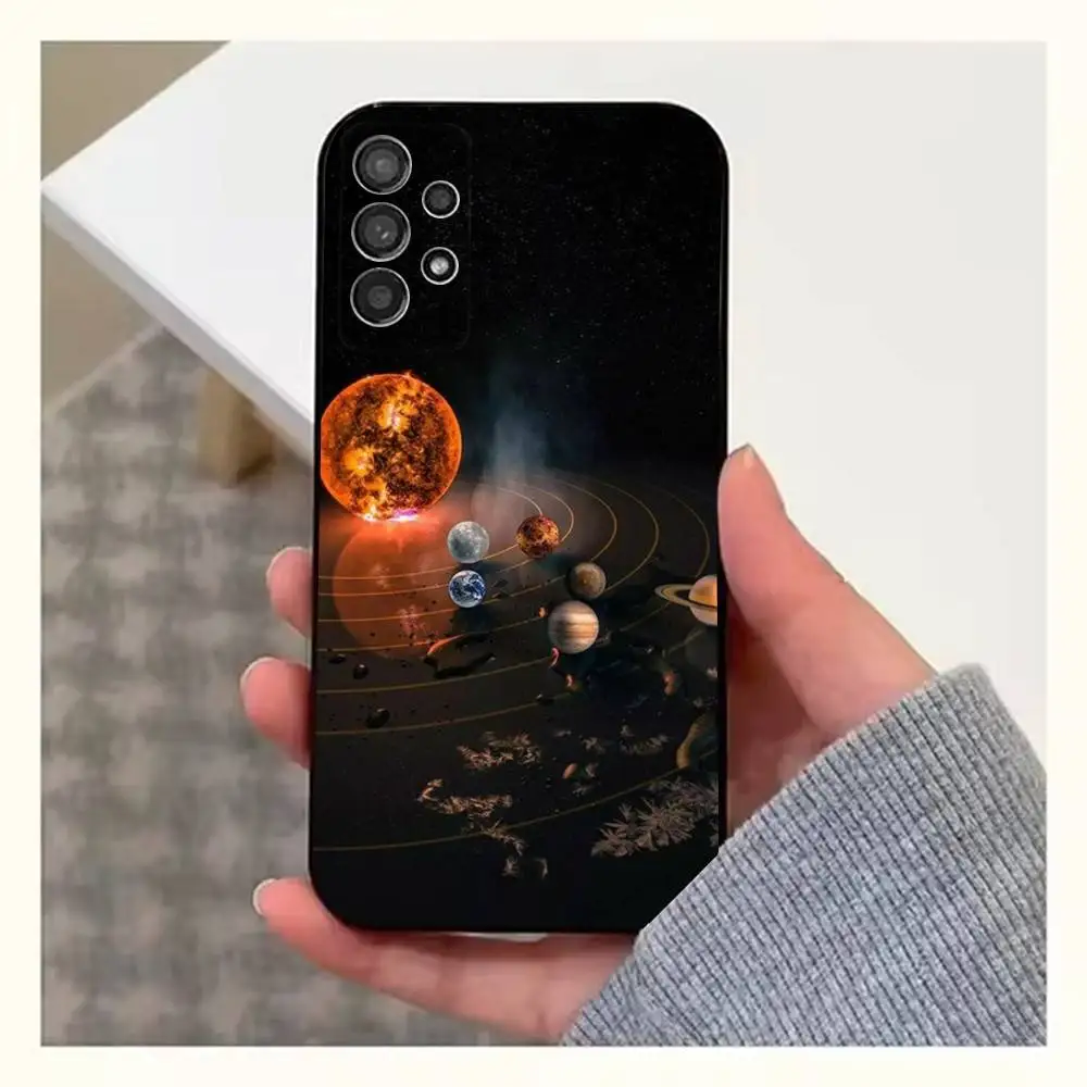 حافظة هاتف Space Art Planet Stars لهاتف سامسونج S25، S24، S23، S22، S20، S21، S10، Ultra، Plus، Lite، FE، غطاء أسود من السيليكون الناعم #3