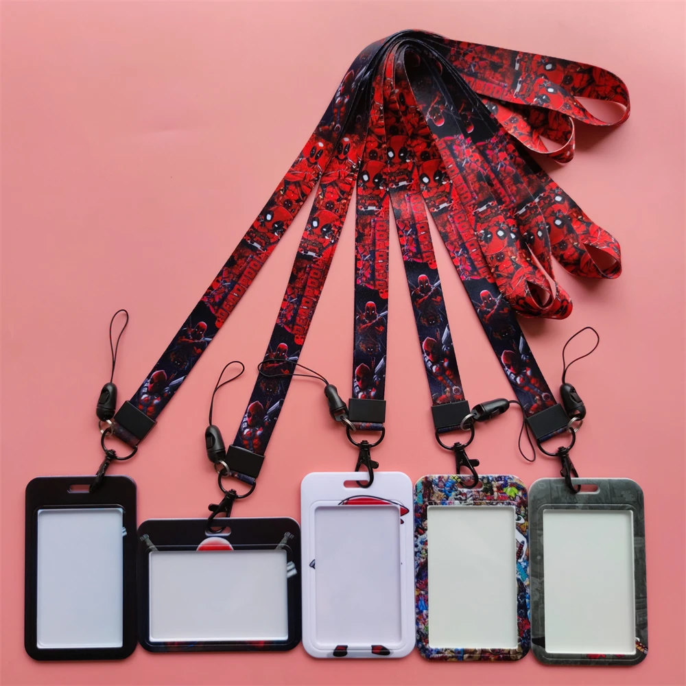 Disney Deadpool ID Card Holder Lanyards Men Business Neck Strap Credit Card Case Boy Superhero Badge Holder Retractable Clip