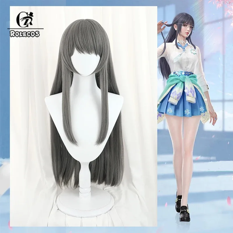 

ROLECOS 2025 День святого Валентина Heart Beat Justina Gu Парик Лолиты 75 см Серый Прямые Женские Парики Термостойкие Синтетические Волосы