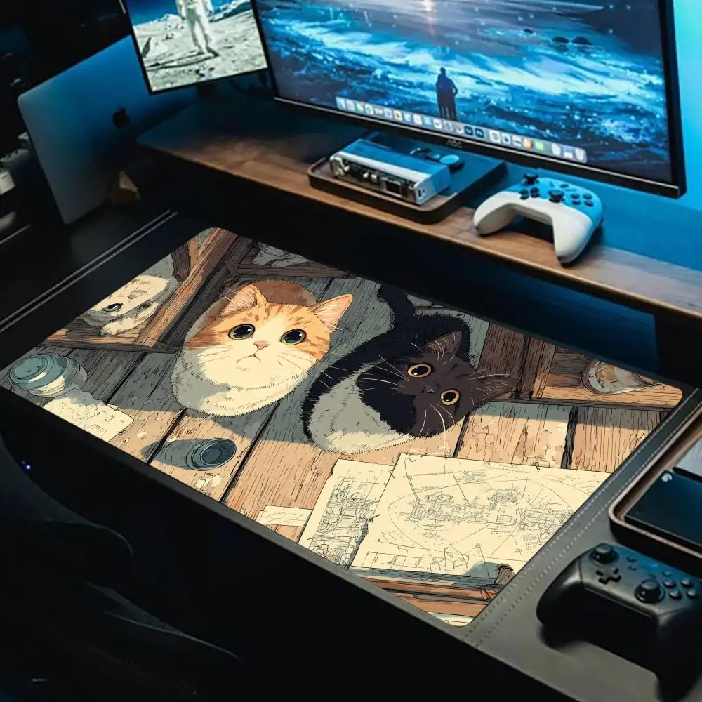 

Anime Cute Cat Mouse Pad XL Large Computer Office Game Table Mats XXL Rubber Anti-slip Gaming Keyboard Mousepads Long Desk Pads