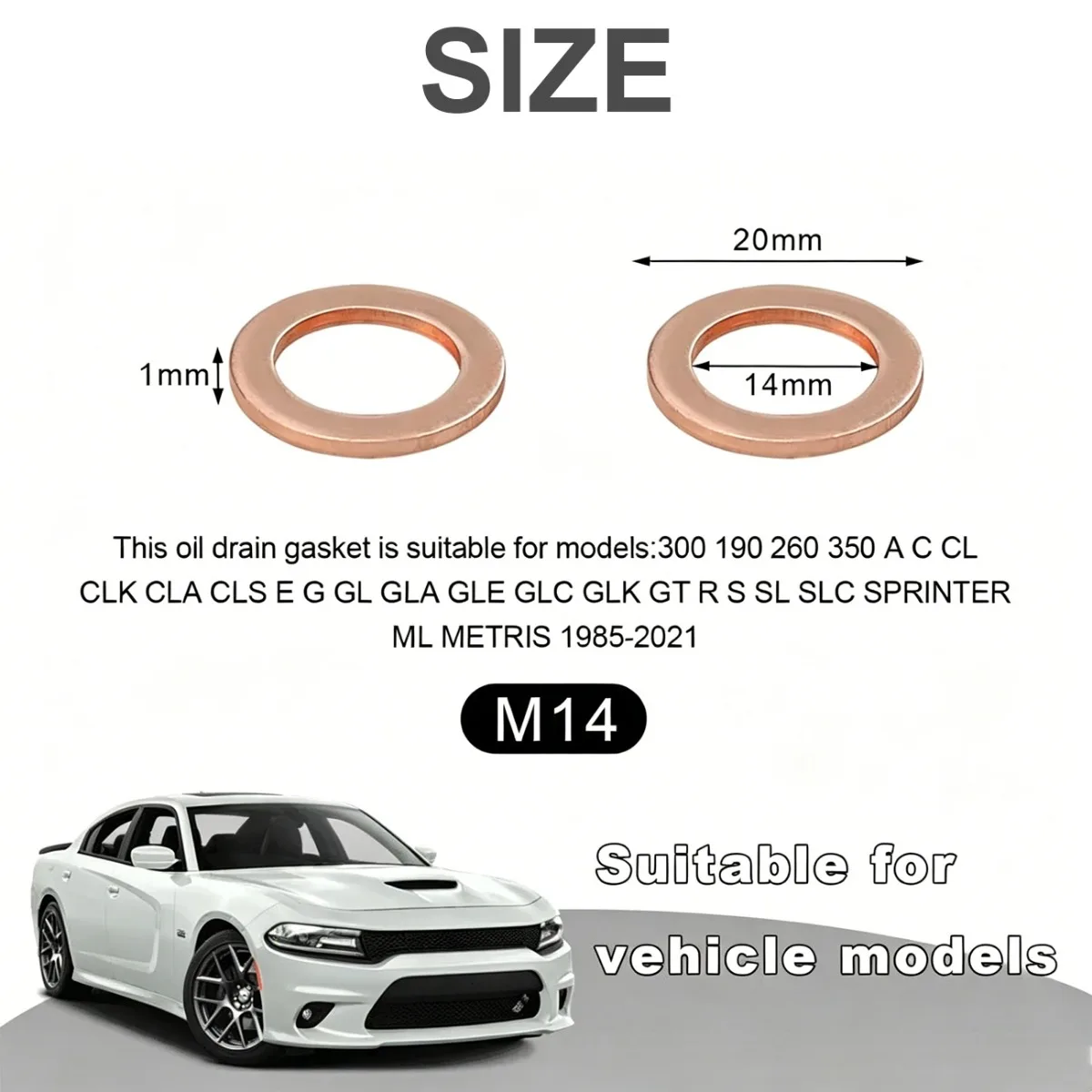 M14 007603-014106 007603014106 Oil Drain Plug Sealing Gaskets Car Oil Pan Copper Washer For Mercedes-Benz 14MM Car Accessories