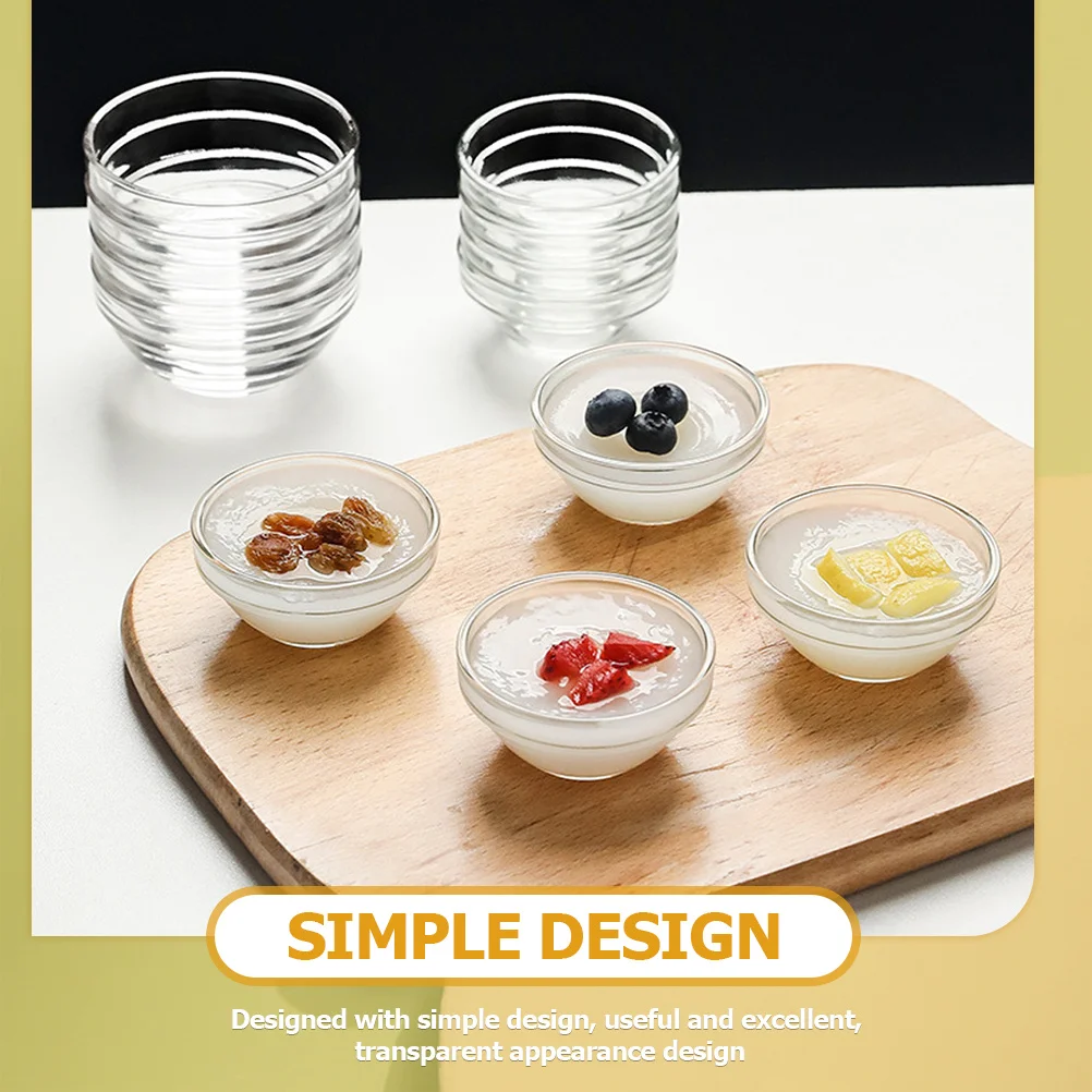 6 قطعة وعاء زجاجي قالب مجموعة أطباق مستديرة واضحة قابلة للتكديس لخدمة سلطة الحلوى الفاكهة خلط المطبخ المنزلي استخدام أطباق تقديم الزجاج #6