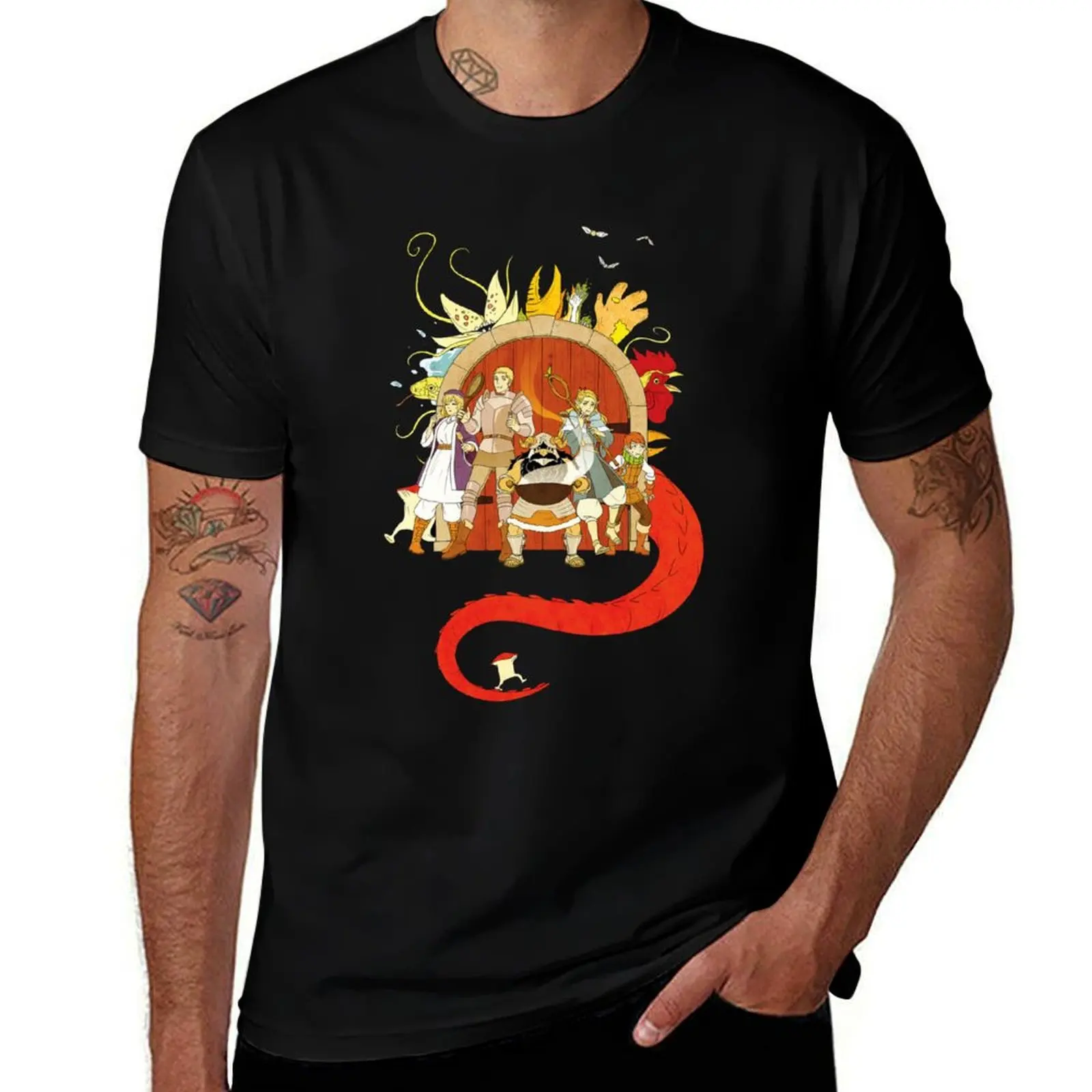 Dungeon Meshi Let's Eat T-Shirt Basic Simple Design Short Sleeve Shirt