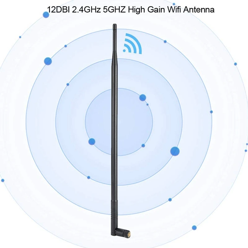 Antena WiFi de 12dBi, 2,4G/5G, banda Dual, alta ganancia, largo alcance, conector RP?SMA para red inalámbrica