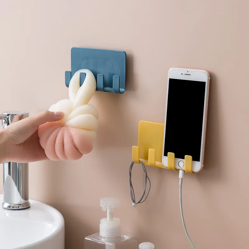 

3PCS Washbasin, Razor Holder, Non Marking Storage Rack, Plug Hook, Non Punching Phone Holder, Bathroom Storage Rack