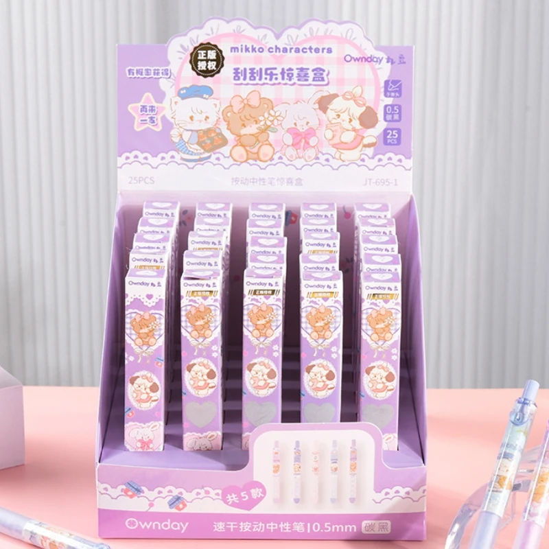

25 шт., гелевая ручка Mikko, милая мультяшная ручка 0,5 мм, черная ручка для вывески, независимая упаковка, студенческие канцелярские товары, оптовая продажа