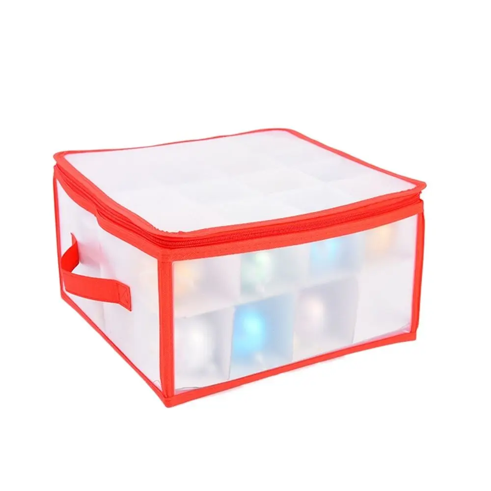 32 Grids Christmas Balls Storage Box Divided Zipper Christmas Ball Storage Containers Foldable Dustproof Baubles Storage Box