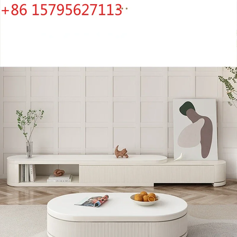 

Modern Minimalist Tea Table Living Room Cream Style Small Apartment Retractable Light Luxury Furniture
