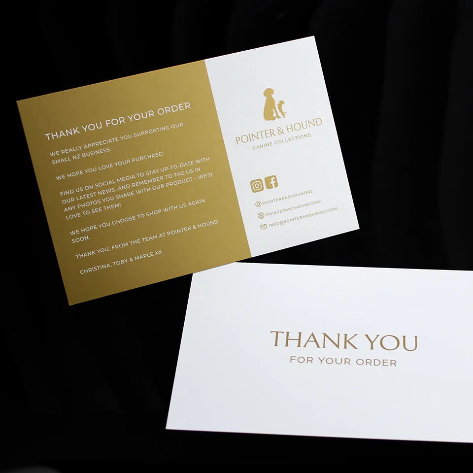 Custom LOGO Embossed Thank You Card Printed with Envelope and Stickers Rose Gold Foil Cotton Paper Service Gift Card