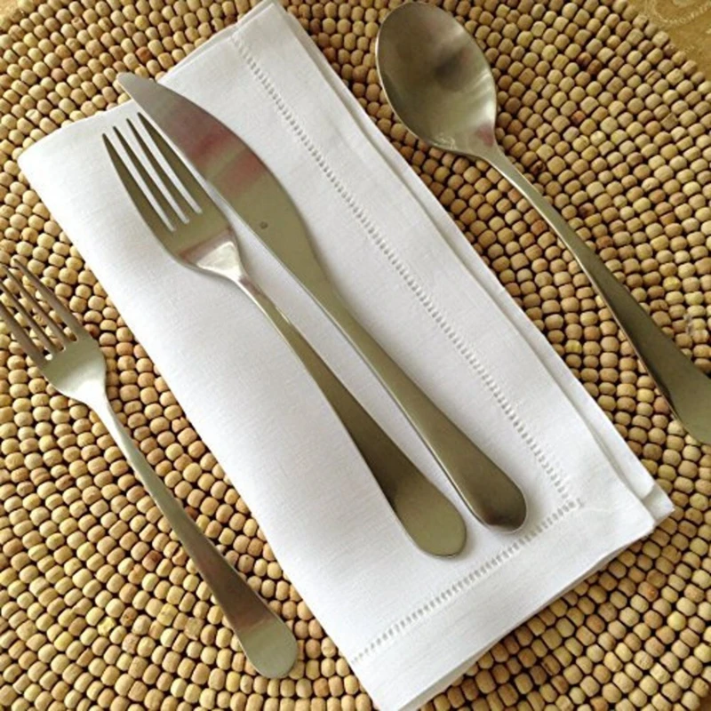 1 Piece 100% Pure Linen hemstitch napkins in white color, 45X45cm