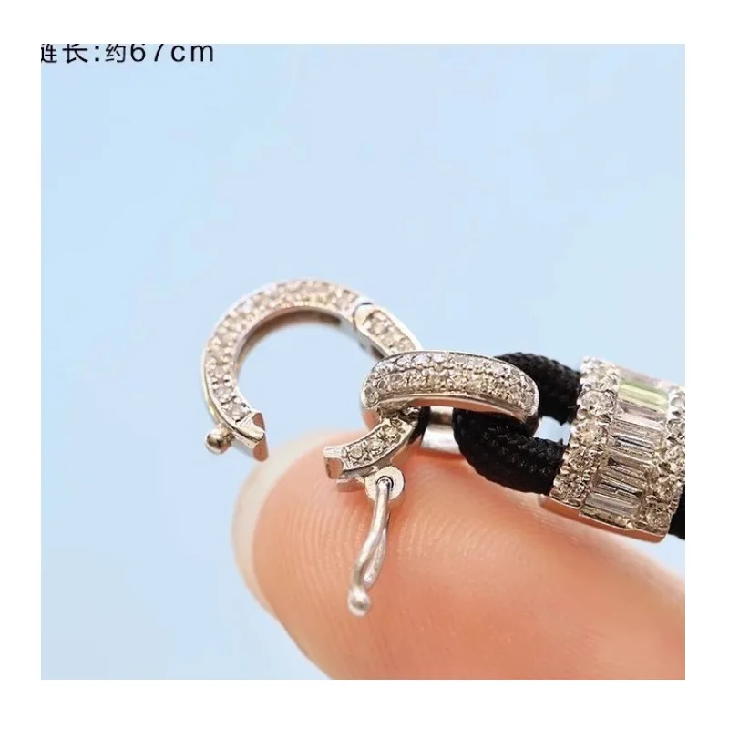 

High-end Jewelry Diamond High-cargo Rope Versatile Simple Jadeite Pendant Lanyard Buddha Gong Jade Lanyard Universal Button Head