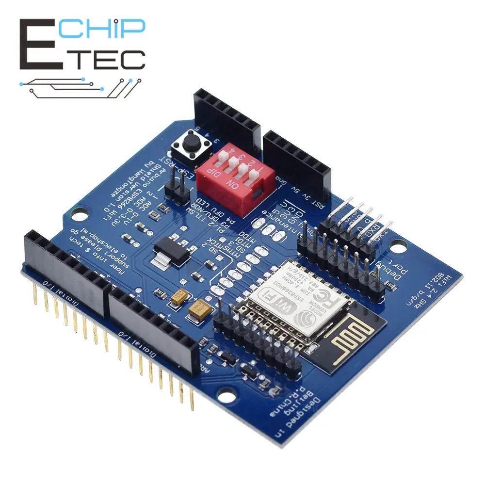 

Free shipping ESP8266 ESP-12E UART WIFI Wireless Shield Development Board for Arduino UNO R3 Circuits Boards Module